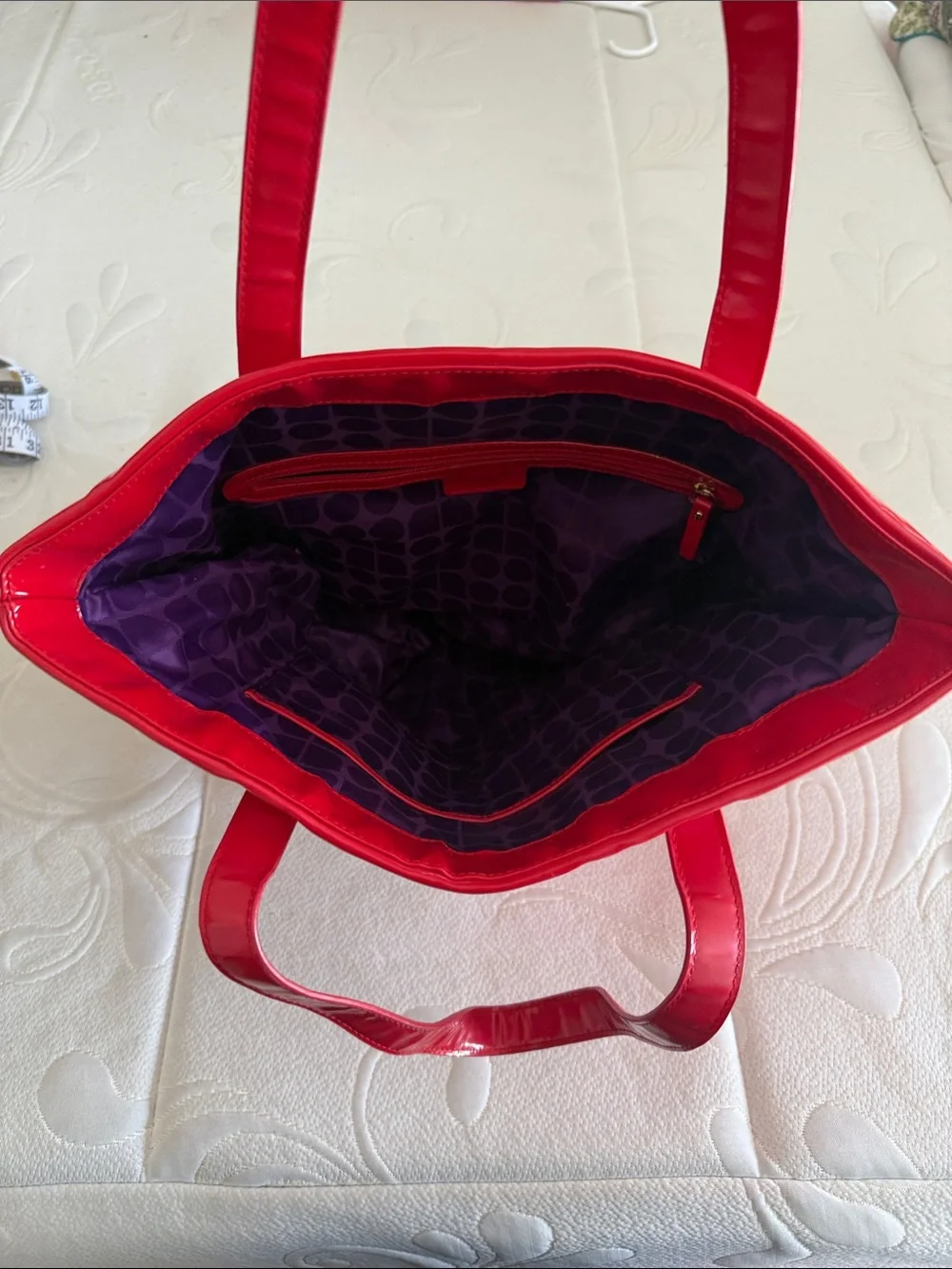 kate spade Red Patent Leather Tote with Gold Logo